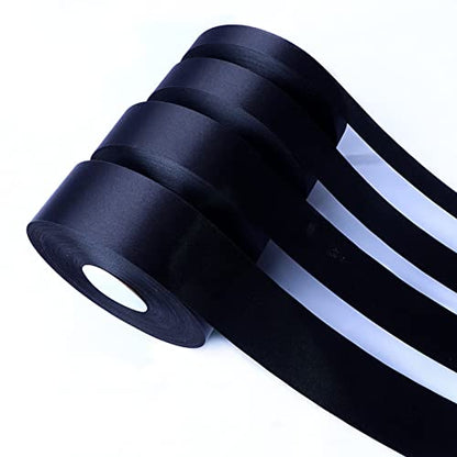 Black Satin Ribbon 1.5 Inch for Gift Wrapping, 50 Yards in Length - color: Black, size: 1.5"