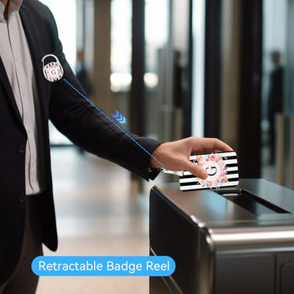 2 Pack A-Z Letter ID Badge Holder with Clip Badge Reels - color: 2pack-g