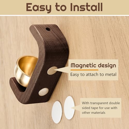 Zonon 4 Pcs Magnetic Wooden Doorbell Chime, Black Walnut - color: Black Walnut