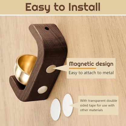 Zonon 4 Pcs Magnetic Wooden Doorbell Chime, Black Walnut - color: Black Walnut