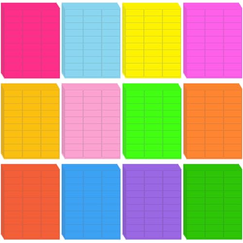 Geyee 1800 Pcs Neon Colored Address Label 1''x2-5/8'' Printable, Multicolor - color: Multicolor