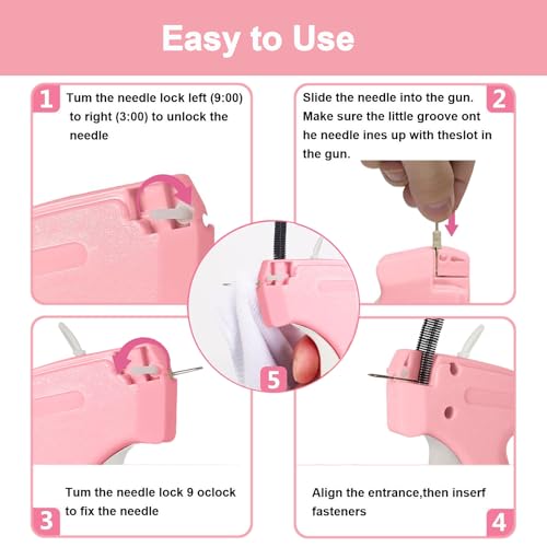 Stitch Gun for Clothes, Mini Stitchy Sewing Gun, Handheld Tagging Gun for Quick Clothing Fixer- Includes 6 Needle, 2000 Black Fasteners & 2000 White Fasteners