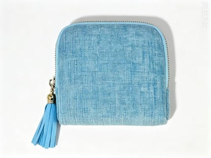 Women's Coin Purses Velvet Mini Travel Jewelry Case Bag with Tassel - color: A-Sky Blue