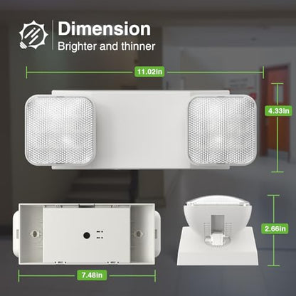 FREELICHT 24Pack Emergency Lights for Business, Square Heads, 90min Battery - size: 24 pack