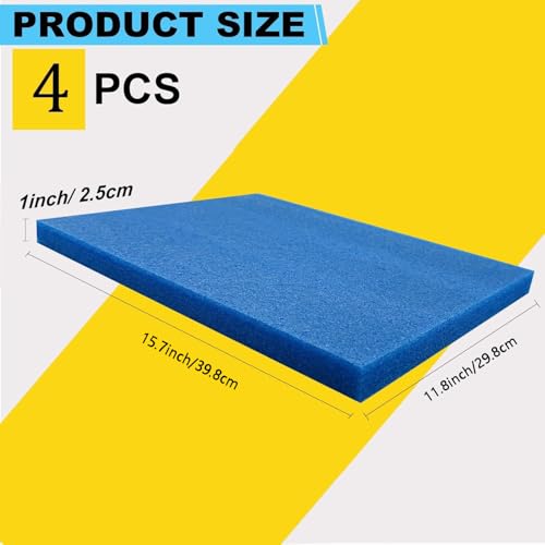 4Pack Customizable Polyethylene Foam Sheets 39.8cmX29.8cmX2.5cm Thickened Foam Pad for Cases & Tools - Blue Foam Sheet for Packaging & Crafts - color: Blue