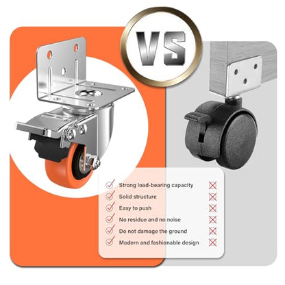 5" L-Shaped Caster Wheels Set of 4, Side Mount Swivel Casters - size: 5 inch