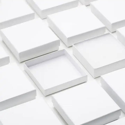 RJ Displays 6 Pack Cotton Filled Swirl White Cardboard Jewelry Boxes for Necklace, Bracelet, Watch & Small Gifts, Jewelry Gift Boxes with Lids, Size 5.25 x 3.75 x 1 Inch – White