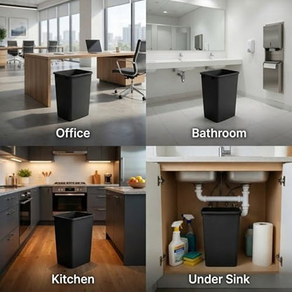 44-Quart, 11 Gallon Plastic Trash Can, 2 Black Durable Garbage Bin - color: Black, size: Double-Bins