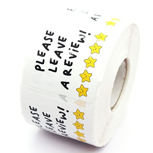 Wailozco Please Leave A Review Stickers,Funny Star Review Sticker for Mailing Envelopes Small Business Shipping Package 500 Labels Per Roll - color: Please Leave a Review