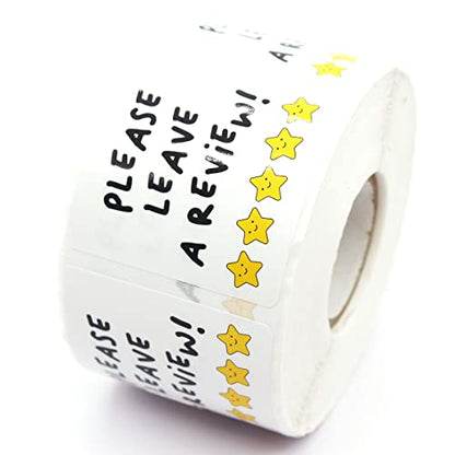 Wailozco Please Leave A Review Stickers,Funny Star Review Sticker for Mailing Envelopes Small Business Shipping Package 500 Labels Per Roll - color: Please Leave a Review
