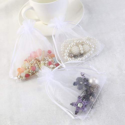 Wudygirl 100 PCS Organza Bags 3.9"x4.7" Gift Bags with Drawstring White - color: White, size: 3.9x4.7 IN