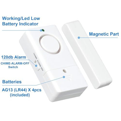 Door Window Alarms, 120DB Door Alarms for Kids Safety, Security Alarm with Chime for Store Pool, 10 Pack - style: 10 Pack
