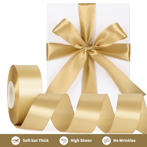 Mauproy Champaign Gold Satin Ribbon, 1-1/2 Inch, 50 Yards - color: Champaign Gold