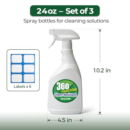 T4U Spray Bottles for Cleaning 24 oz 3 Pack, Heavy Duty Sprayers - size: 24 OZ, 3 Pack