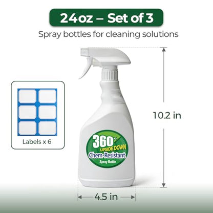 T4U Spray Bottles for Cleaning 24 oz 3 Pack, Heavy Duty Sprayers - size: 24 OZ, 3 Pack
