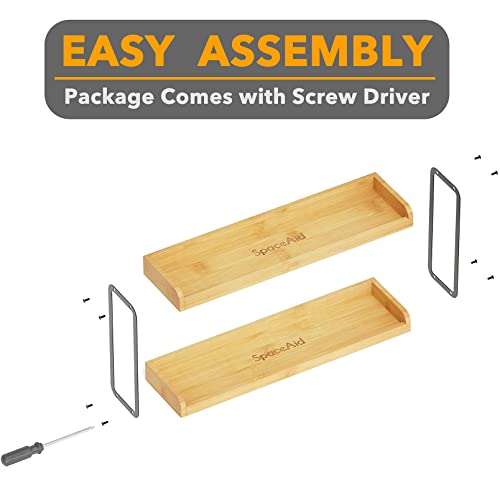 SpaceAid 30" Wide Kitchen Shelf Organizer for Stove, Magnetic Bamboo Spices Shelf for Home Stove Kitchen Storage Organization (Fit for Flat Top Only, 2-Tier) - size: 30" Wide, Natural, 2-Tier