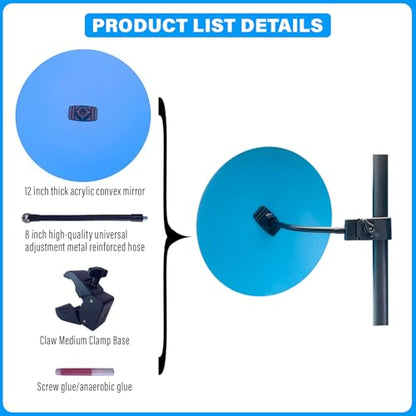 12" HD Frameless Acrylic Convex Mirror, Wide Angle Garage Blind Spot Mirror - size: 12 inch wide-angle lens+clip
