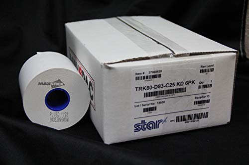 Star Micronics TRK80 3-inch (80mm) Sticky Thermal Paper Rolls, 6 Pack - Compatible with TSP650IISK