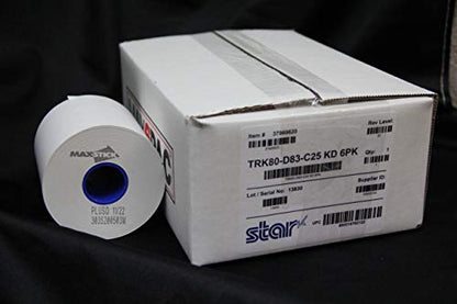 Star Micronics TRK80 3-inch (80mm) Sticky Thermal Paper Rolls, 6 Pack - Compatible with TSP650IISK