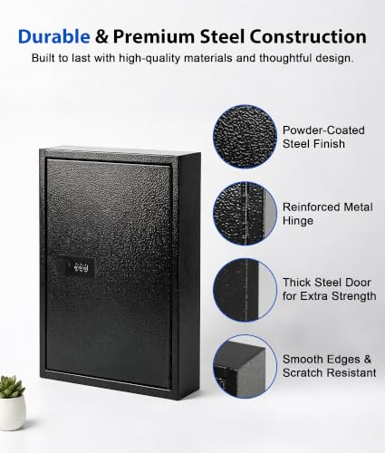 KYODOLED Key Box, 60-Key Lock Box with Combination Lock, Wall Mount, Black - color: Black-04