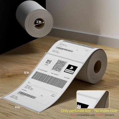 6 Rolls 4" x 6" Direct Thermal Printer Label, 250 Labels/Roll - size: 6 Rolls/1500 Labels