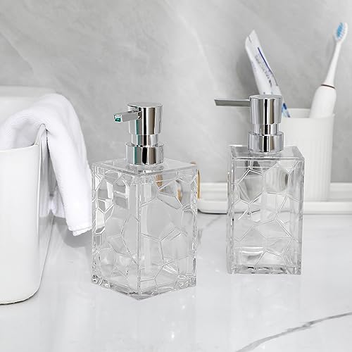 Clear Acrylic Pump Bottle Refillable Lotion Soap Dispenser 10oz 2 Pack - color: Clear, size: 2 Pack