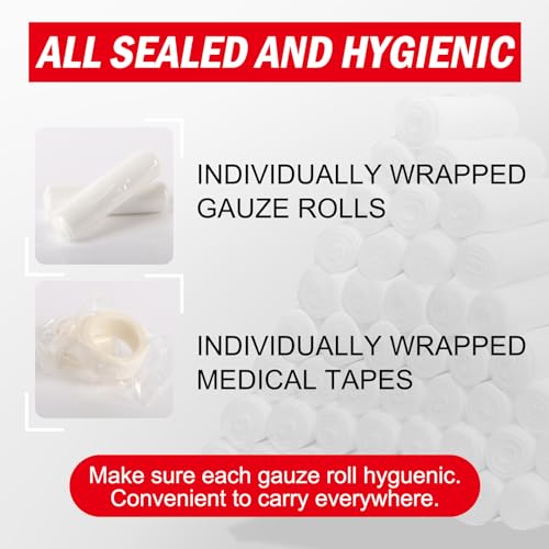 DMSKY 60 Pack Gauze Rolls, 2 in x 4.1 Yards, Individually Wrapped Breathable Rolled Gauze, Premium First Aid Supplies & Medical Supplies for Wounds, Bandage Wrap Vet Wrap, Mummy Wraps - color: 60 Pack, size: 2 IN
