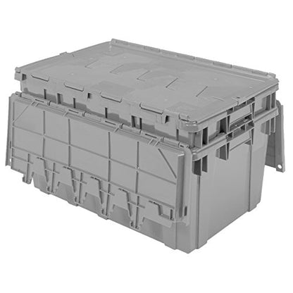 Buckhorn 17G Industrial Plastic Storage Container, Lid Attached, Stackable - color: Grey