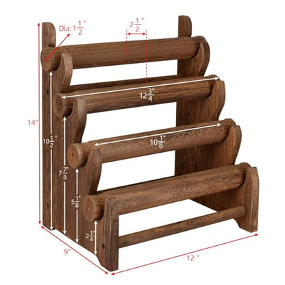 Ikee Design Wooden 4 Tier Jewelry Bracelet Bangle Scrunchie Display Stand - color: Brown