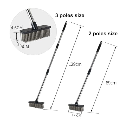 Long Handle 4 Section Stainless Steel Pole Heavy-Duty Push Broom Brush Pole Replacement (4 Section Poles-25mm) - color: 4 Section Stainless Steel Poles-25mm