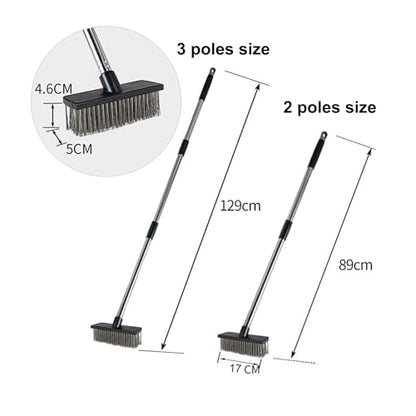 Long Handle 4 Section Stainless Steel Pole Heavy-Duty Push Broom Brush Pole Replacement (4 Section Poles-25mm) - color: 4 Section Stainless Steel Poles-25mm