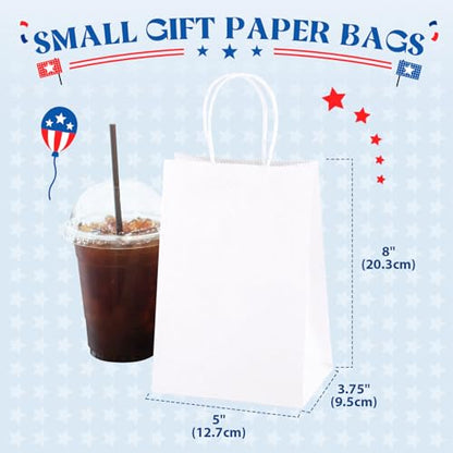 MESHA 1000Pcs White Paper Bags with Handles 5.25x3.75x8 Small Gift Bag Bulk - color: White 5.25x3.75x8 Inch, size: 1 Count (Pack of 1000)