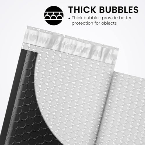 Fuxury Black Bubble Mailers 4x8" 100 Pack Waterproof Padded Envelopes - color: Black, size: 4×8" 100PC