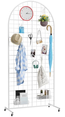 Aseem Metal Grid Wall Panels Display Stand Black Movable 2.6x5.8FT, 1PCS - color: White, size: 5.8 FT