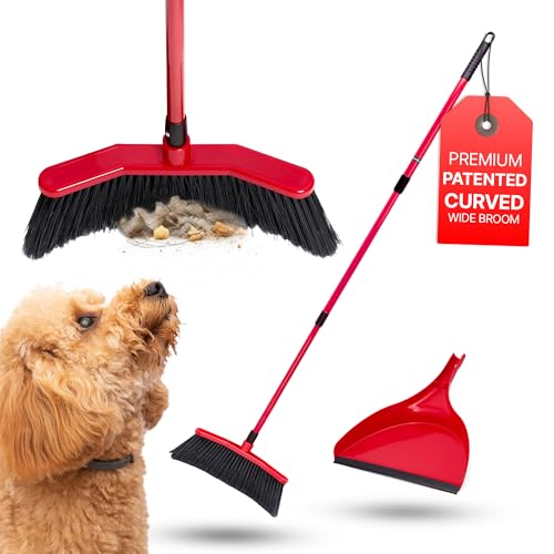 Da Vinci Broom with Dustpan Combo Set, 16-Inch Curved Head