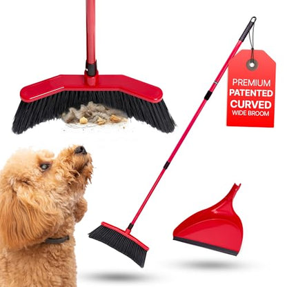 Da Vinci Broom with Dustpan Combo Set, 16-Inch Curved Head