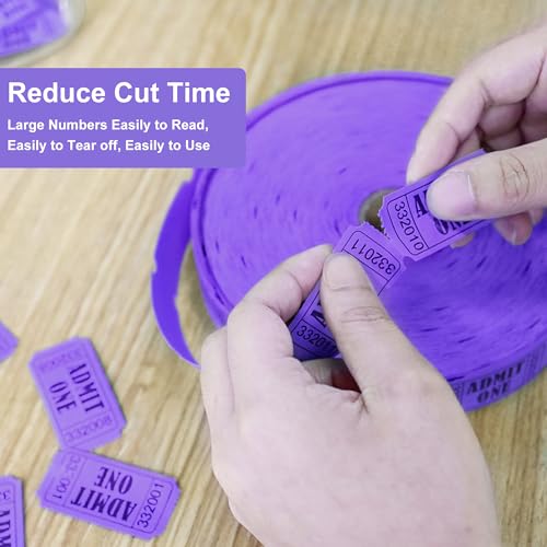 LLIKED 2000 Purple Raffle Tickets 1" x 2" Admit One Single Roll - size: 2000 Purple