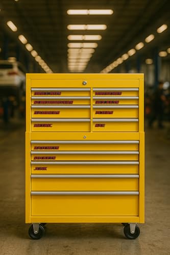 Magnetic Toolbox Labels, 11 Pack, Tool Chest Drawers, USA Made (Red) - color: Red