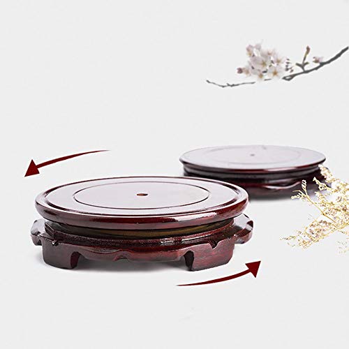 Brown Wood Oriental Style Round Veneer Base (6.3" w X 1.3" h) - color: Rotatable, size: 6.3"Inside Diameter