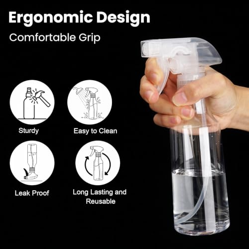 2 Pack 360° Reverse Plastic Spray Bottles 10oz Empty Spray Bottle - color: A-Clear
