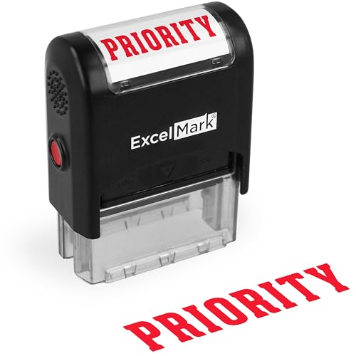 ExcelMark Priority Self Inking Rubber Stamp - Red Ink (A1539) - color: Priority