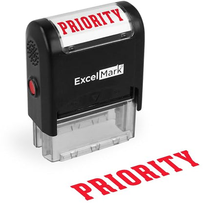 ExcelMark Priority Self Inking Rubber Stamp - Red Ink (A1539) - color: Priority