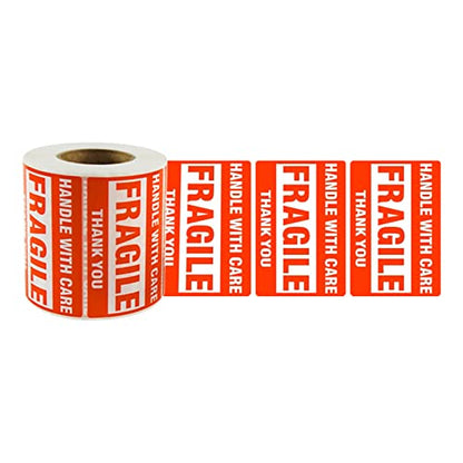 SJPACK 500 Fragile Stickers 1 Roll 2" x 3" Fragile - Handle with Care - Thank You Shipping Labels Stickers (500 Labels/Roll) - size: 1 Rolls