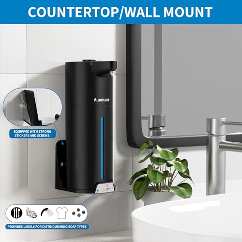 Automatic Soap Dispenser Touchless,15-Level,Kitchen Bathroom Black - color: Bright Black