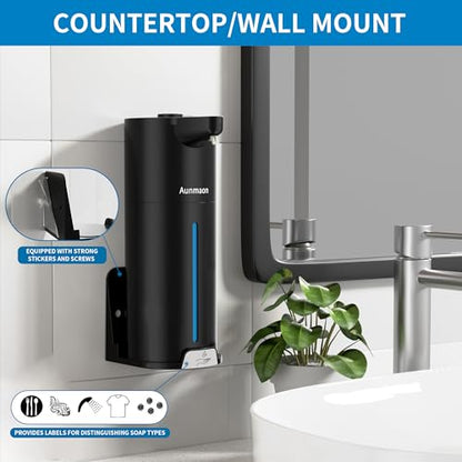Automatic Soap Dispenser Touchless,15-Level,Kitchen Bathroom Black - color: Bright Black