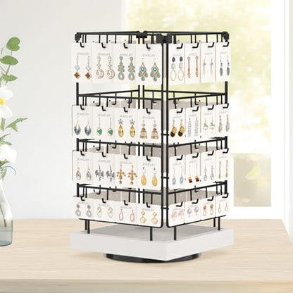 EsLuker.ly Rotating Earring Display Holder Stand for Vendors Selling, White - color: White+Black