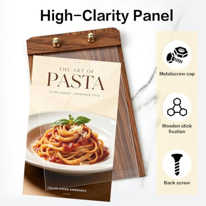 3 Pack 4x6 Acrylic Sign Holder Table Top Sign Holder with Wood-Color Base - size: 4 x 6