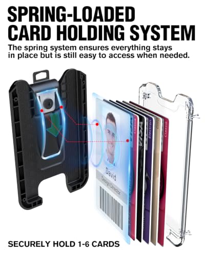LIUGX Badge Holder with Metal Clip, Carbon Fiber-Texture, Hold 4 Cards - color: Black