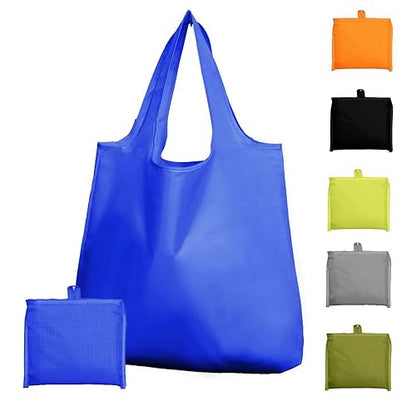 Reusable Grocery Bags 6 Pack, Foldable Shopping Bags with Pouch, Heavy Duty 50 LBS, Machine Washable Travel Totes - color: Black, Grey, Blue, Army Green, Yellow, Orange