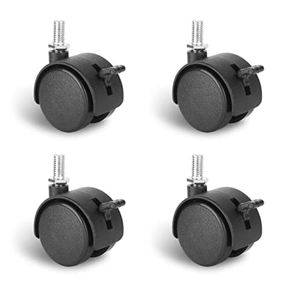 4 Pack 1.5 Inch Swivel Stem Caster Wheels Replacement Casters 1.5'' Furniture Wheel with Locking Brake Metric Threaded Stem M8 Wheels for Table Drawer Plant Shelf Metal Rack Laundry Basket
